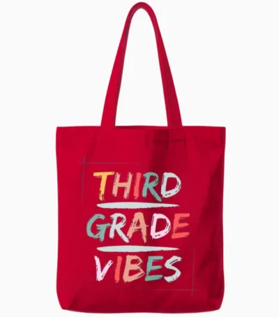 Third Grade Vibes 3rd Grade Retro Tote Bags - Red