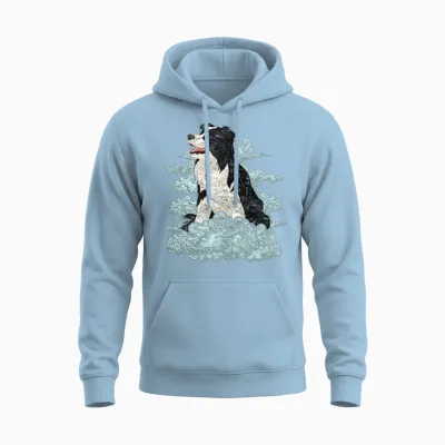 Dog Lover Dogs Gift Clouds Border Collie Unisex Hoodie - Light Blue