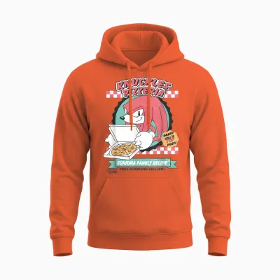 Sonic the Hedgehog Knuckles Pizzeria Vintage Restaurant Ad Unisex Hoodie - Orange