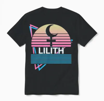 Lilith Dark Moon Retro Unisex T-Shirt - Black