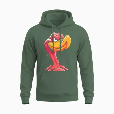 Flamingo Funny Unisex Hoodie - Military Green