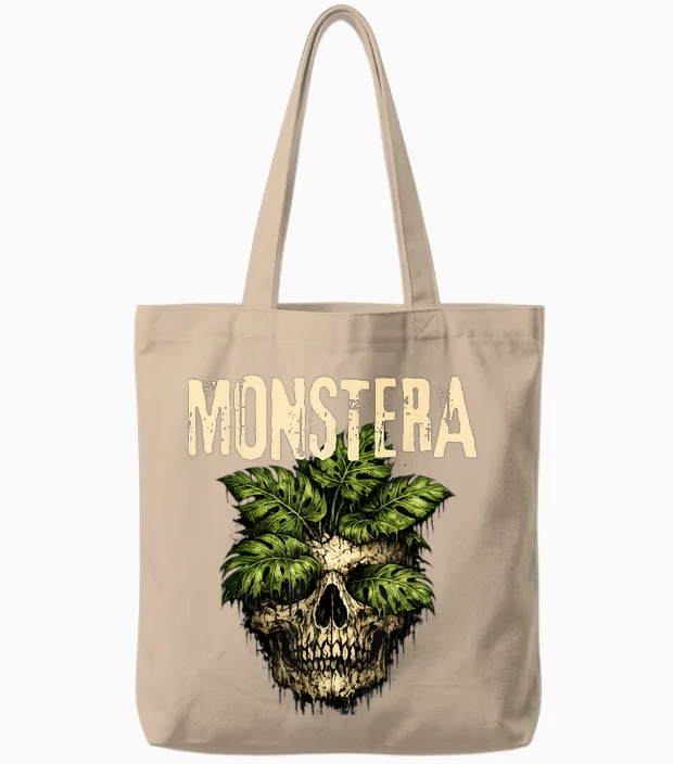 Monstera Crâne Drôle Amoureux Plante Grunge Jardinier Femme Homme Tote Bags in Natural