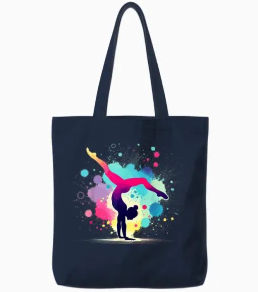 Gymnastics, Rhythmic Gymnastics, Girls, Children, Floor Gymnastics T-Shirt, Black Tote Bags - Navy