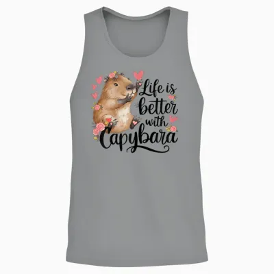 Cute Baby Capibara Rodent Animal Capybara for Kids Girls T-Shirt, White Unisex Tank Top - Sport Grey