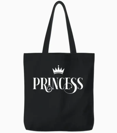 Princess White - Princess Tote Bags - Black