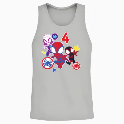 Children's Marvel Spidey and His Amazing Friends 4 Year Old Birthday T-Shirt, Black Unisex Tank Top - Ash