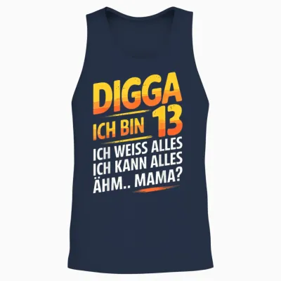 13th Birthday Boy Girl 13 Years 2012 Funny Gift T-Shirt, Black Unisex Tank Top - Navy