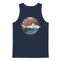 Shark in Retro Style Unisex Tank Top - Navy – 1