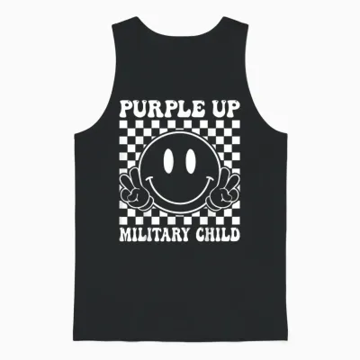 Purple Up for Military Kids Groovy Military Child Month Unisex Tank Top - Black