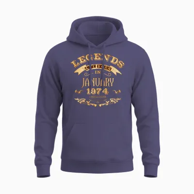 Legends Are Born in January 1974 Unisex Hoodie - Heather Sport Dark Navy