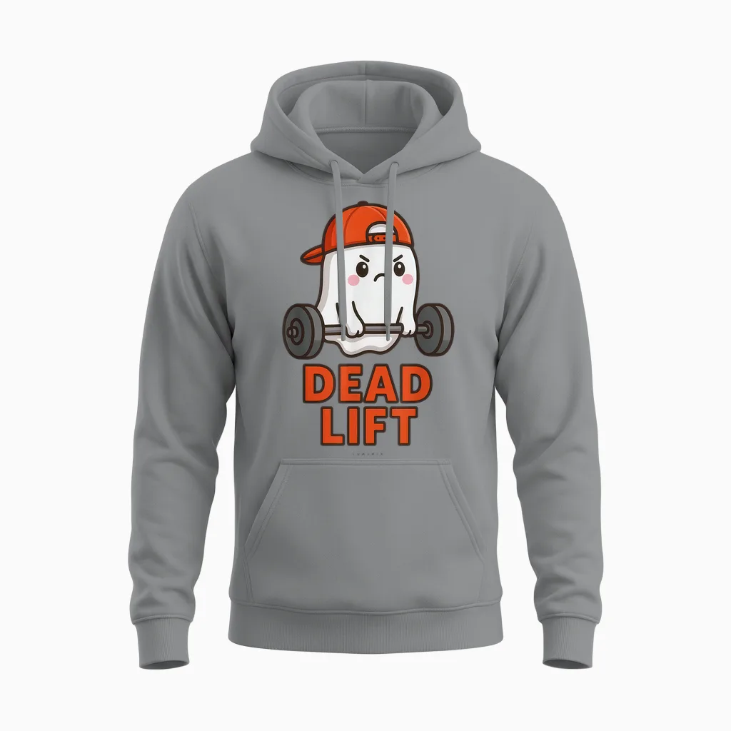 T-Shirt Ghost Deadlift Funny Sport Humour Fitness Unisex Hoodie in Sport Grey