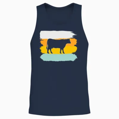 Cow Retro Unisex Tank Top - Navy