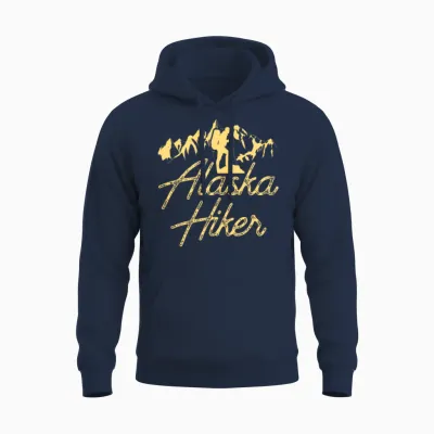 Alaska Hiker Hike Hiking Nature Unisex Hoodie - Navy