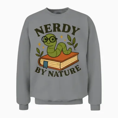 Nerdy by Nature – Funny Bookworm Unisex Sweatshirt - Sport Grey