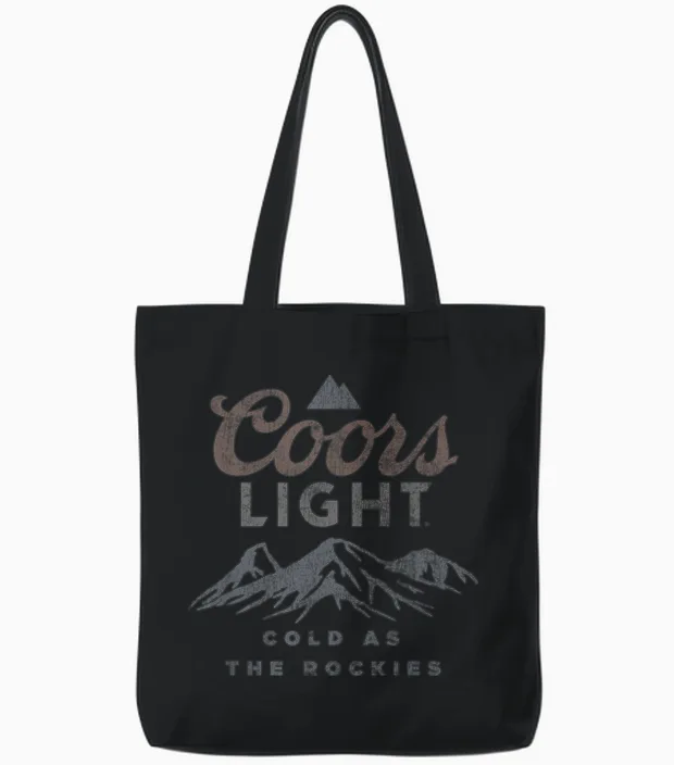 Coors Light Cold as the Rockies Vintage Beer Label Tote Bags in Black