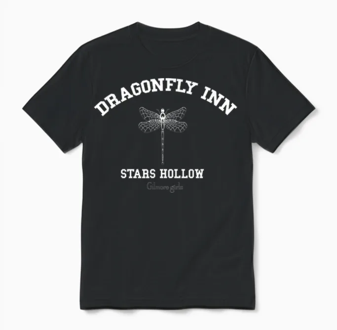Gilmore Girls Dragonfly Inn T-Shirt, Blue, S Unisex T-Shirt in Black