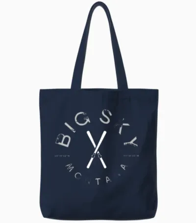 Big Sky Montana Vintage Graphic Ski Birthday Gift Tote Bags - Navy