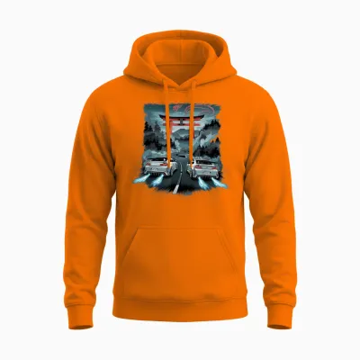 Japanese Car Tshirt Jdm Japan Street Racing Unisex Hoodie - Safety Orange