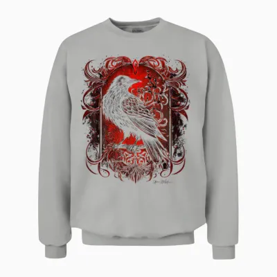 Odins Raven Viking Norse Runes Nordmann Mythology T-Shirt, Black Unisex Sweatshirt - Ash