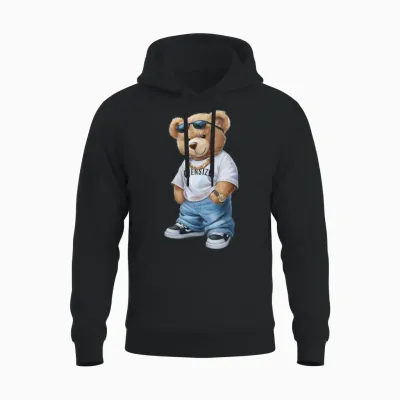 Funny Teddy Bear. Unisex Hoodie - Black