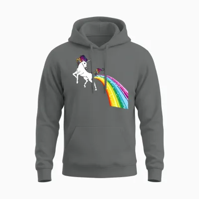 Unicorn Rainbow Poop Shirt - Bottom Wiping Unicorn Unisex Hoodie - Graphite Heather