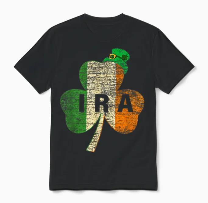 St. Patricks Day Ira Vintage Irland Flagge Irish Luck Shamrock Unisex T-Shirt in Black