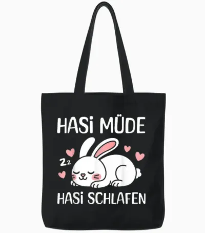 Hasi Müde Hasi Schlafen Lustiges Kaninchen Schlafen Tote Bags - Black