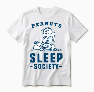 Peanuts Snoopy Linus Sleep Society Nap Time Classic Friends Unisex T-Shirt - White