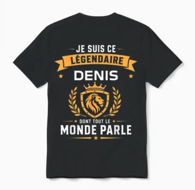 Humour Denis Légendaire Drole Prénom Personnalisé Denis Unisex T-Shirt - Black