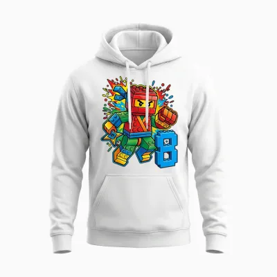 8. Geburtstag Junge Ninja Brick Block Master Builder 8 Jahre Kid Unisex Hoodie - White