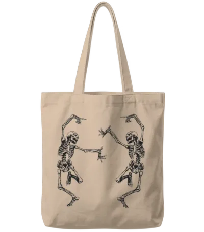 Funny Dancing Skeletons Tote Bags - Natural