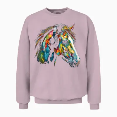 Horse Artwork Bunte Musik Tier Kopfhörer Pferd Unisex Sweatshirt - Light Pink