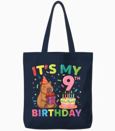 Es Ist Mein 9. Geburtstag Capybara, 9 Jahre, Junge, Mädchen, Cappy Bday Tote Bags - Navy