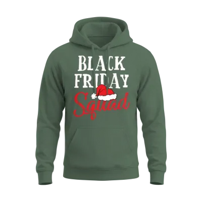 Black Friday Squad Shopping Team Funny Christmas Unisex Hoodie - Military Green
