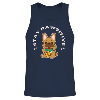 Stay Pawsitive Unisex Tank Top - Navy