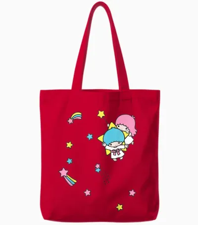 Little Twin Stars Rainbow Stars Tote Bags - Red