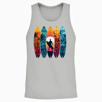 Cool Surfboard Men Women Kids Surfboard T-Shirt, Black, S Unisex Tank Top - Ash