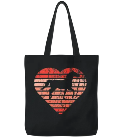 Horse Valentine Clothing Gift for Him Her Horse Tote Bags - Black