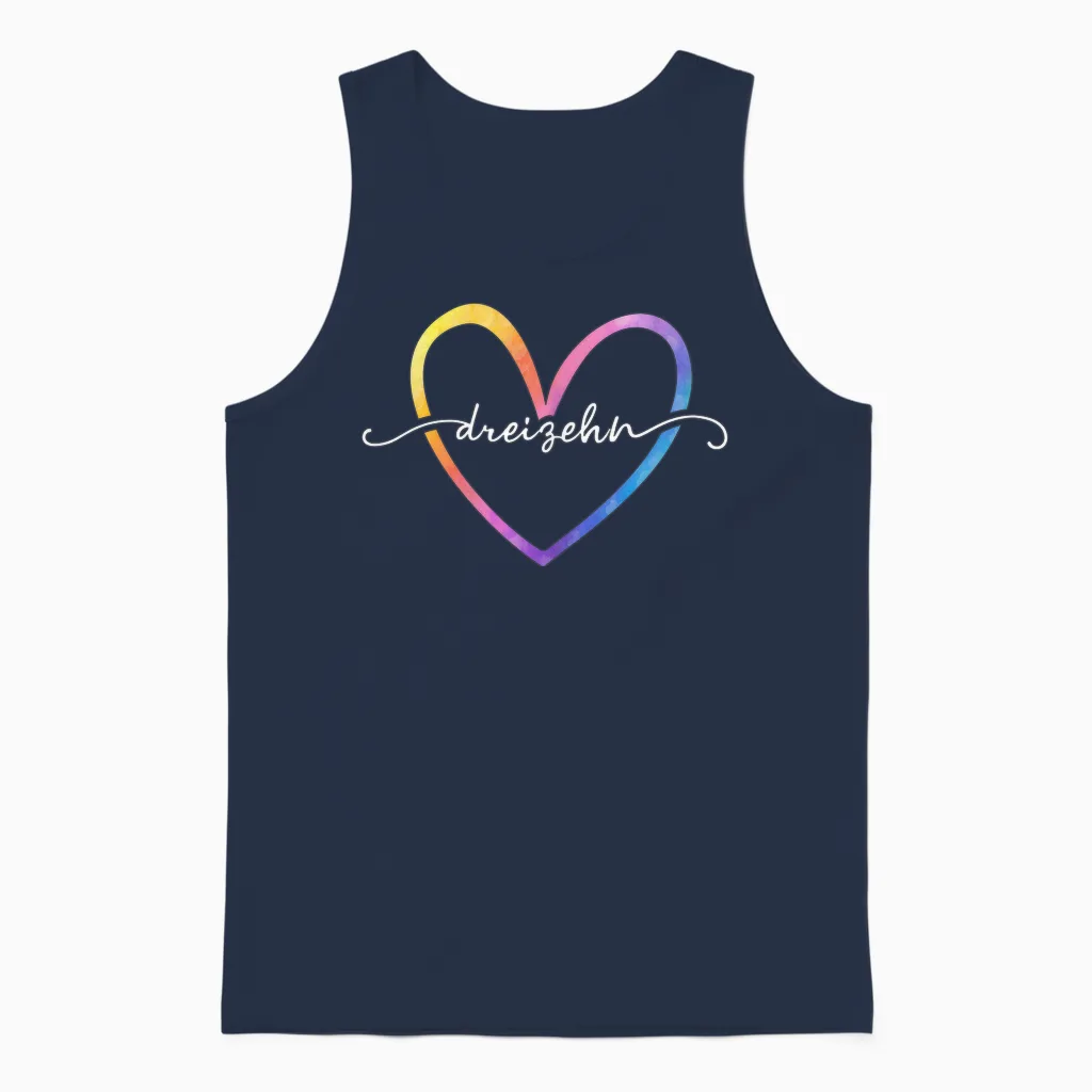 13th Birthday Cute Heart Girl 13 Years Old Teenager Unisex Tank Top in Navy