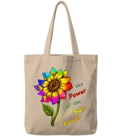 Sunflower Rainbow Tote Bags - Natural