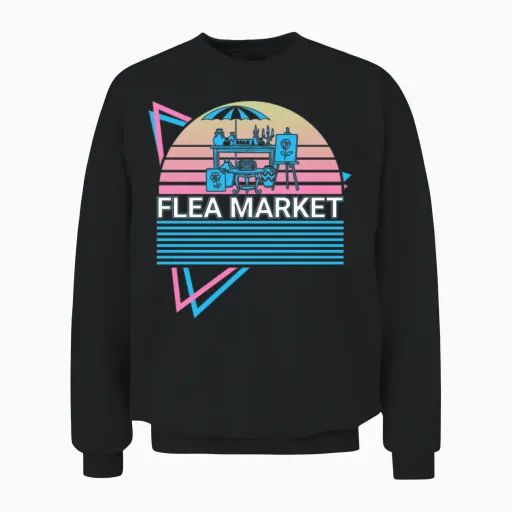 Flea Market Retro Unisex Sweatshirt - Black