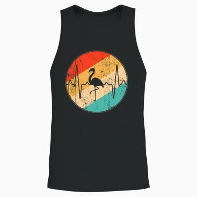 Flamingo Retro Heartbeat Unisex Tank Top - Black