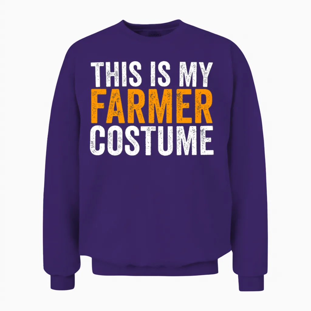 This Is My Farmer Costume Funny Halloween Farm Unisex Sweatshirt in Purple