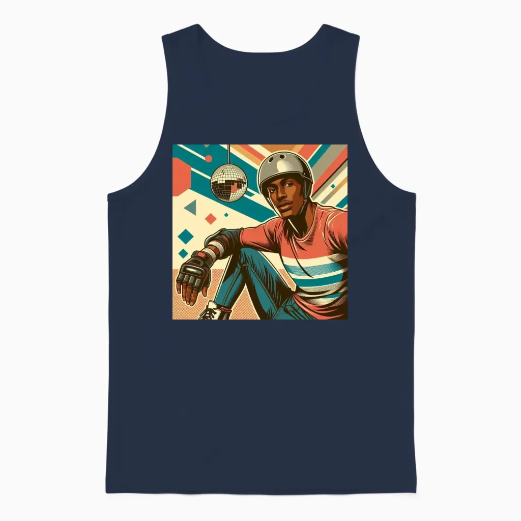 Retro Street Skater Unisex Tank Top in Navy