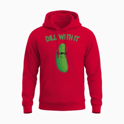 Dill with It Cucumber Funny Unisex Hoodie - Red