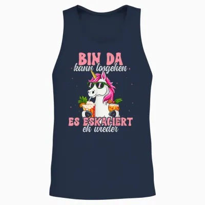 Bin Da Kann Losgehen Und Ja Es Escaliert Eh T-Shirt, Black Unisex Tank Top - Navy