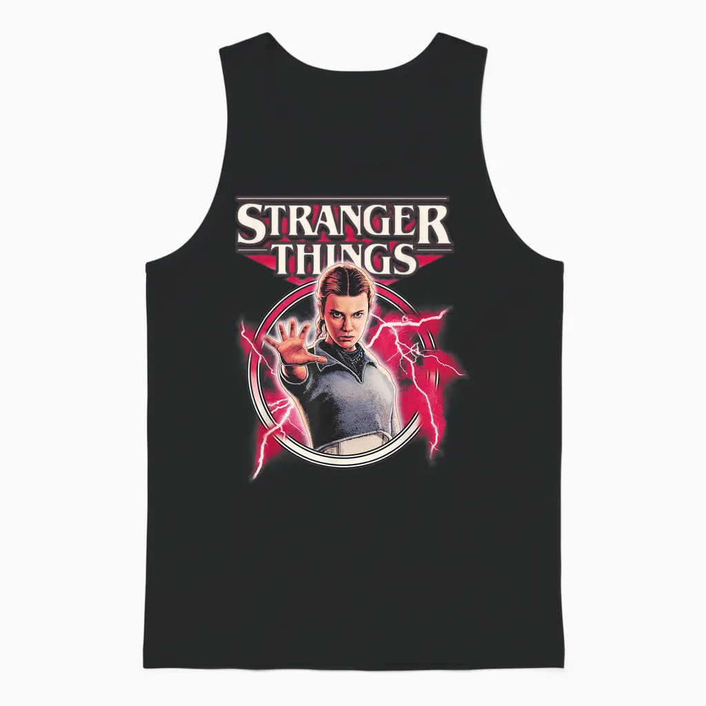 Stranger Things Eleven Lightning Unisex Tank Top in Black