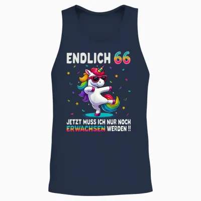 66 Geburtstag Geschenke Frau Mann Party Outfit Einhorn Unisex Tank Top - Navy