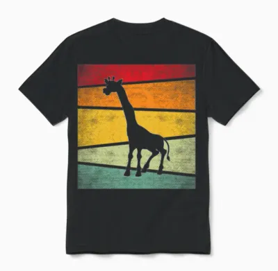 Giraffe Retro Unisex T-Shirt - Black