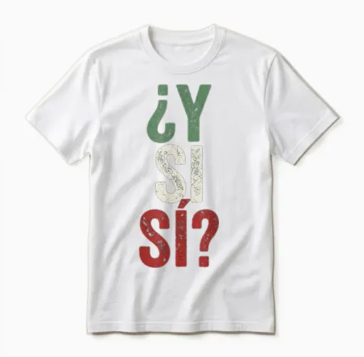 ¿y Si Sí? Spanish Y Si Sí Mexico Mexican Optimistic Saying Unisex T-Shirt in White